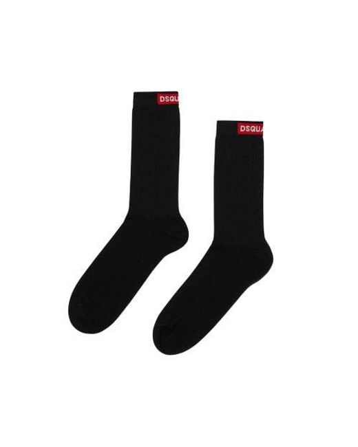 DSquared² Black Mid Socks for men