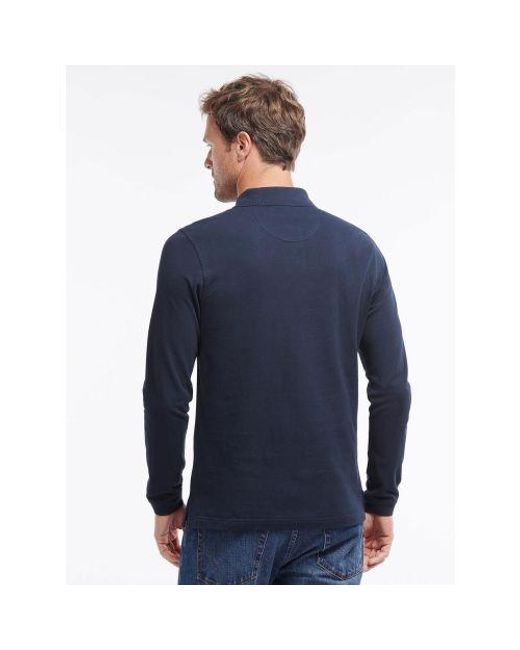 Barbour Blue Long Sleeve Sports Polo Shirt for men