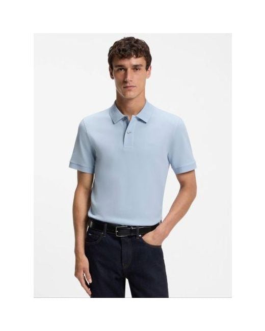 Boss Blue Light Pastel Pallas Short Sleeve Polo Shirt for men