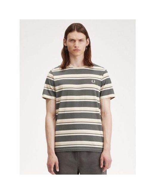 Fred Perry Gray Field Oatmeal Stripe T-Shirt for men