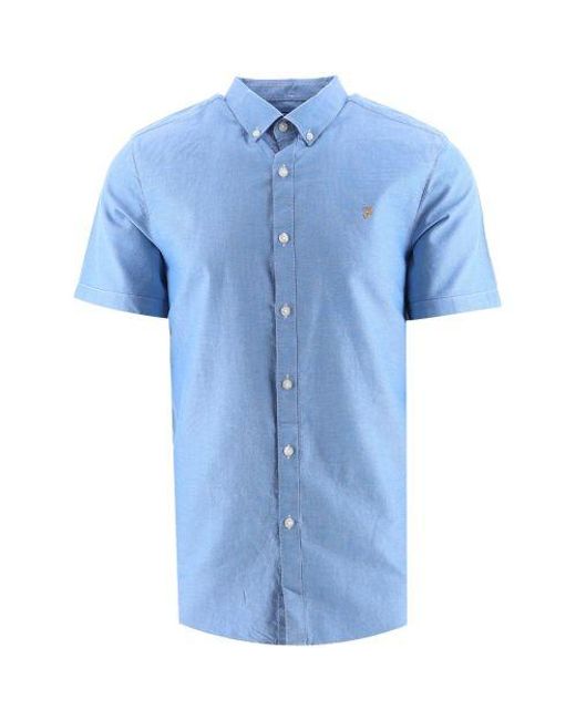 Farah Blue Mid Brewer Long Sleeve Shirt for men