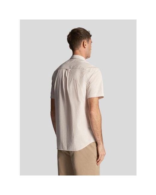 Lyle & Scott Natural Cove Short Sleeve Slim Fit Gingham Shirt for men