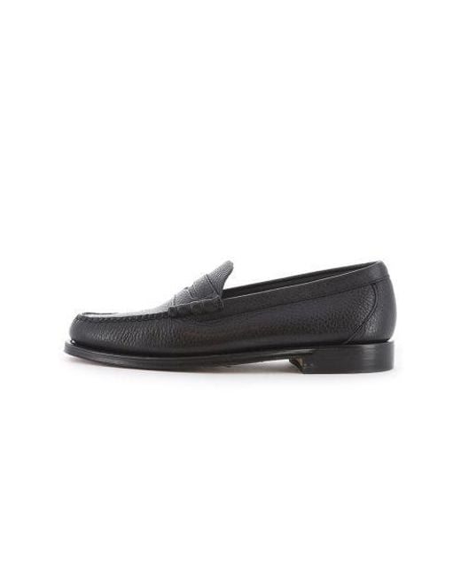G.H.BASS Black Textured Leather Weejuns Larson Penny Loafer for men