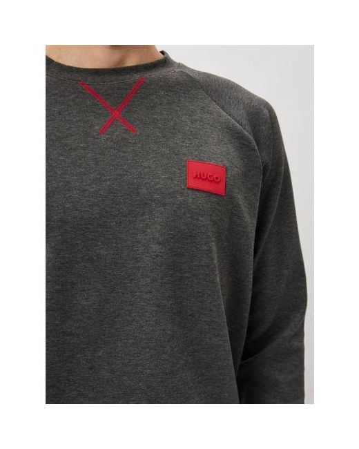 HUGO Gray Open Logo Patch Sweatshirt for men
