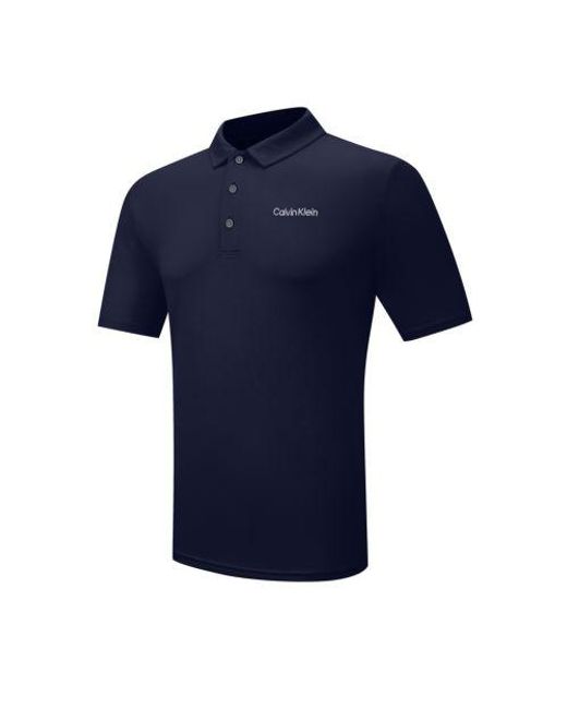 Calvin Klein Blue Cotton Blend Stretch Polo Shirt for men