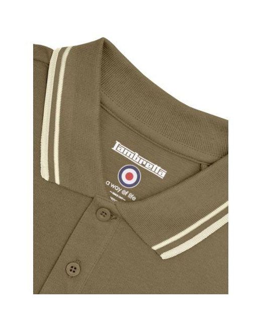 Lambretta Green Khaki Twin Tipped Polo Shirt for men