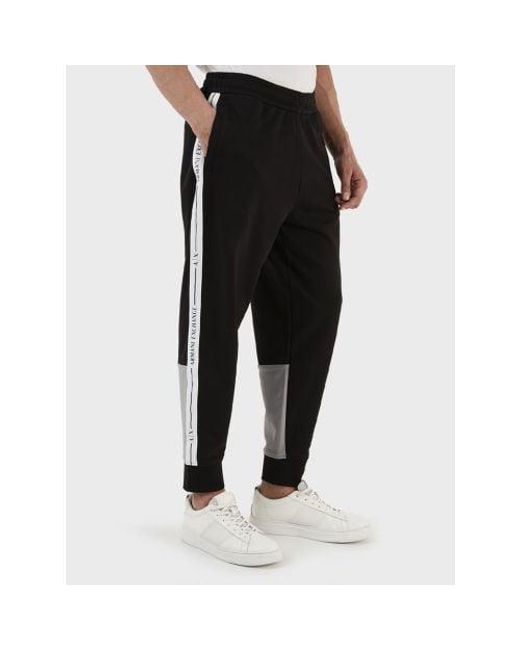 Armani Exchange Black Zinc Branded Jogging Pants for men