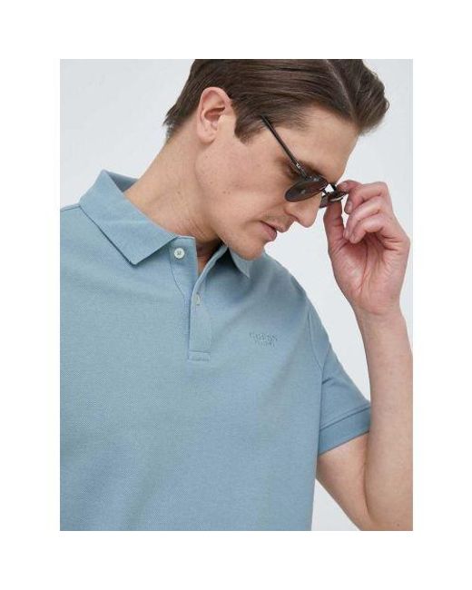 Guess Blue Honest Oz Short Sleeve Polo Shirt for men