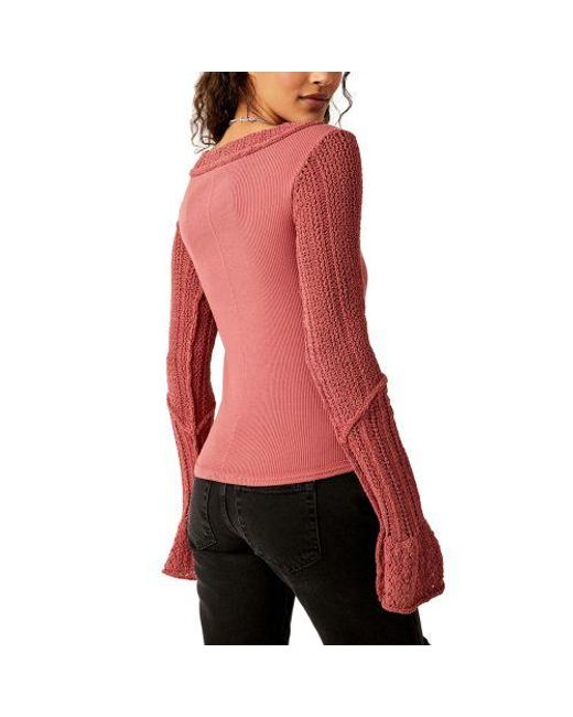 Free People Red Mauve Cuffing Season Top