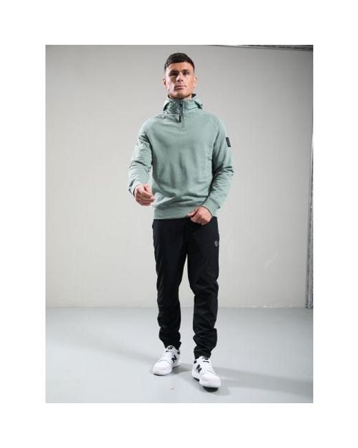 Marshall Artist Green Sage Stanford Quarter Zip Hoodie for men