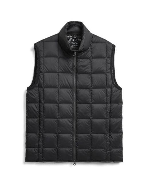 Taion Black Hi Neck Zip Down Gilet for men