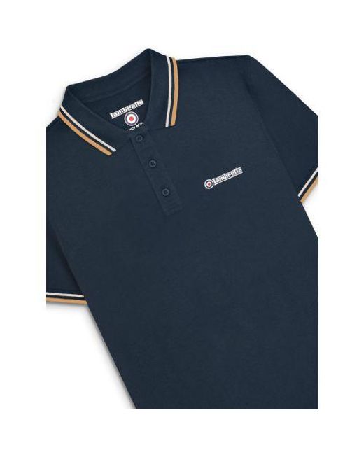 Lambretta Blue Twin Tipped Polo Shirt for men