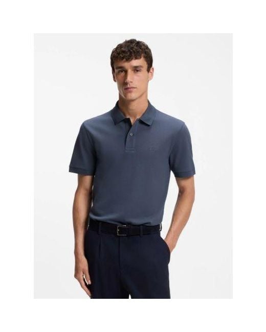 Boss Blue Dark Pallas Short Sleeve Polo Shirt for men