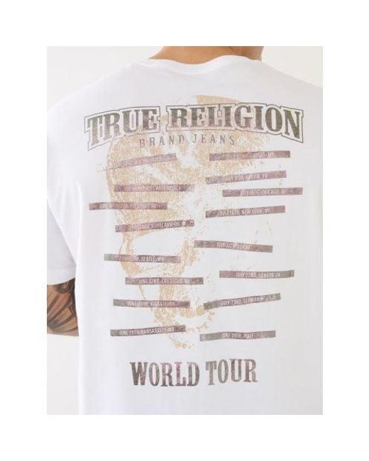 True Religion White Optic Relaxed Fit Skull T-Shirt for men