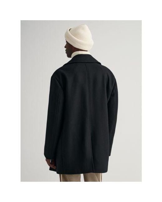 Gant Black Ebony Oversized Wool Peacoat for men