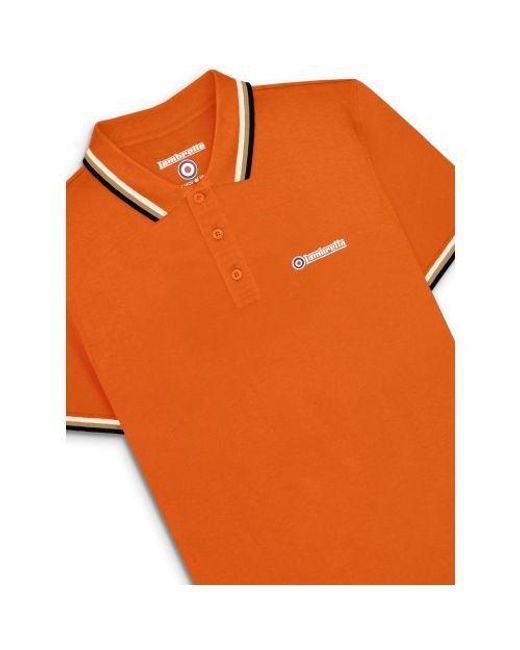 Lambretta Orange Desert Sun Triple Tipped Polo Shirt for men
