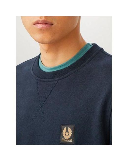 Belstaff Blue Dark Ink Cotton Fleece Sweatshirt for men