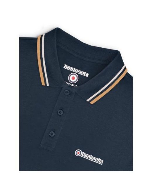 Lambretta Blue Twin Tipped Polo Shirt for men