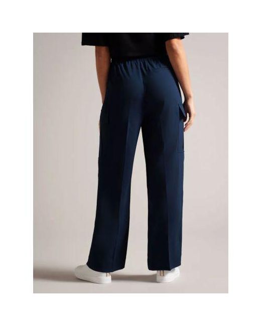 Ted Baker Blue High Waisted Wide Leg Cargo Pant