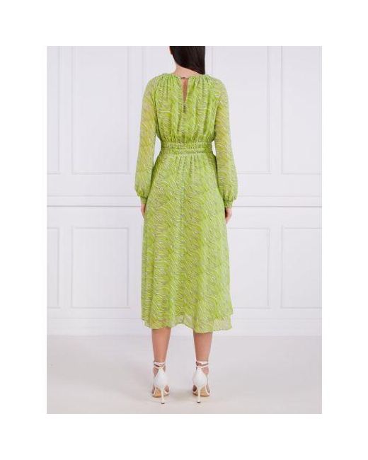 Michael Kors Green Bright Limeade Zebra Print Midi Dress