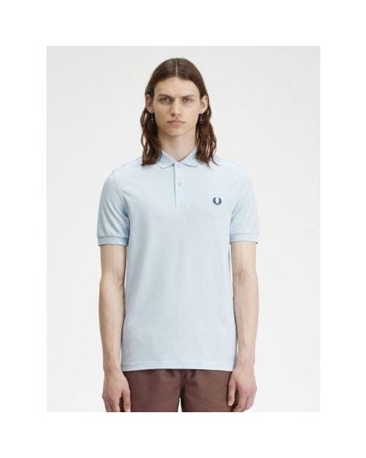 Fred Perry Blue Light Ice Midnight Plain Polo Shirt for men