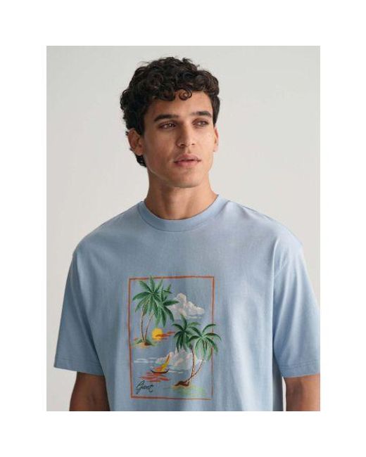 Gant Blue Dove Hawaii Print Graphic T-Shirt for men