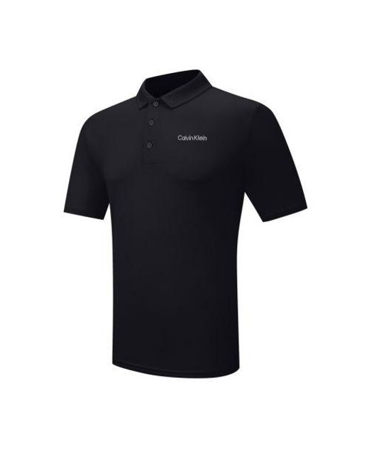 Calvin Klein Black Cotton Blend Stretch Polo Shirt for men