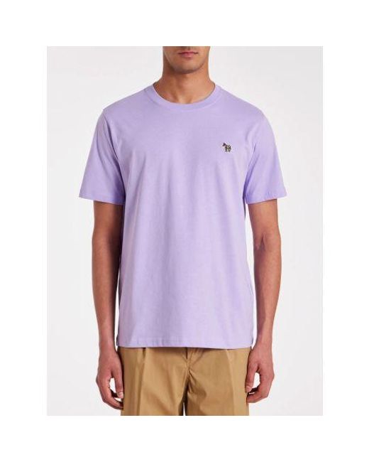 Paul Smith Purple Lilac Regular Fit Zebra Badge T-Shirt for men