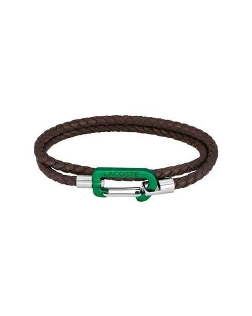 Lacoste Green Leather Matt Bracelet for men