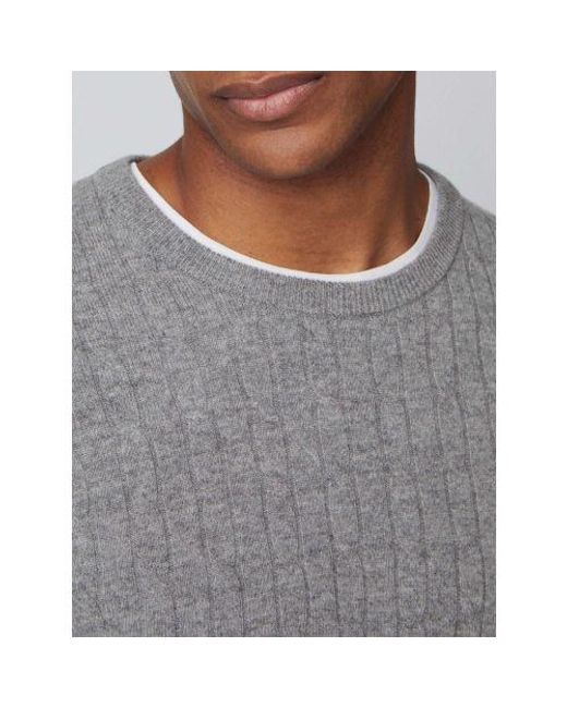 Hackett Gray Ash Lambswool Cable Jumper for men