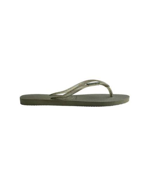 Havaianas Green Metallic Logo Slim Flip Flop