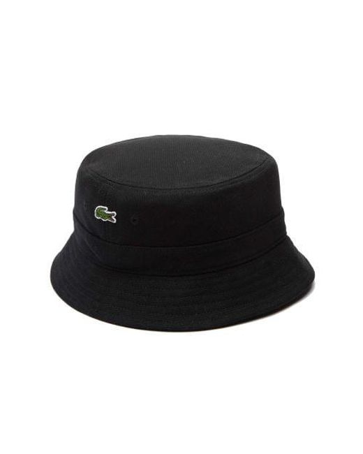 Lacoste Black Organic Cotton Bucket Hat for men