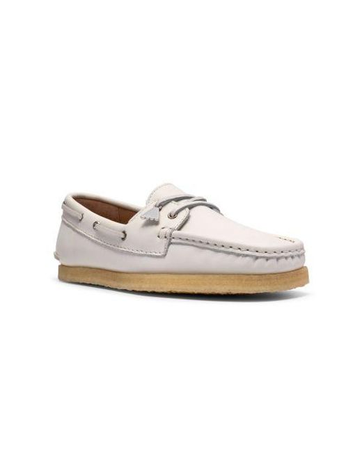 Clarks White Grain Godney Boat Shoe