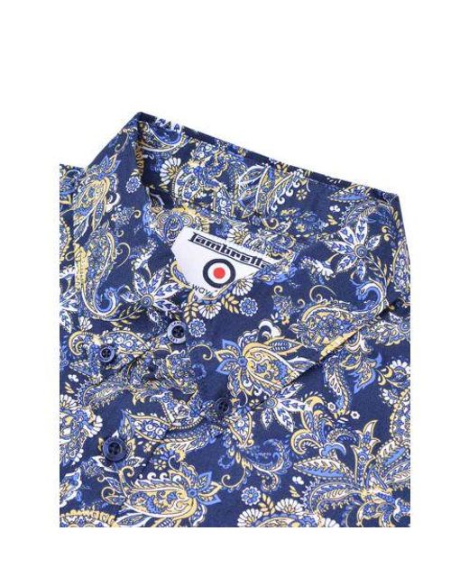 Lambretta Blue Paisley Short Sleeve Shirt for men