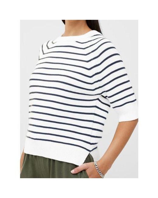 French Connection White Summer Utility Lily Mozart Stripe Short Sweater