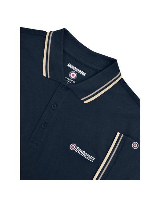 Lambretta Blue Cinder Twin Tipped Polo Shirt for men