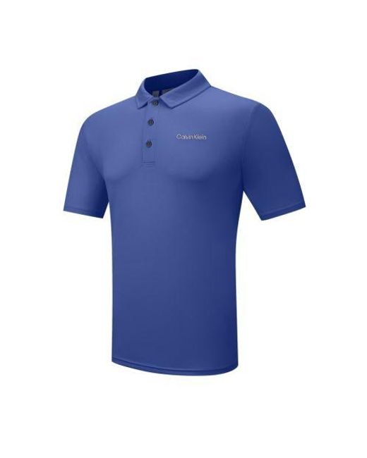 Calvin Klein Blue Denim Cotton Blend Stretch Polo Shirt for men