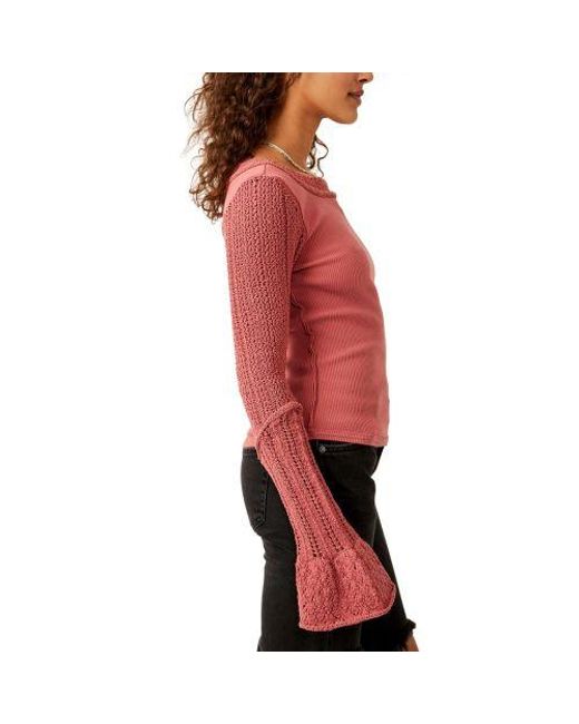 Free People Red Mauve Cuffing Season Top