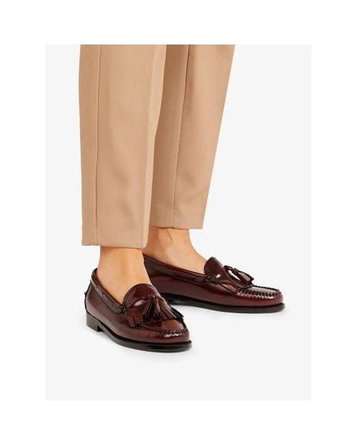 G.H.BASS Red Wine Leather Weejun Esther Kiltie Loafer