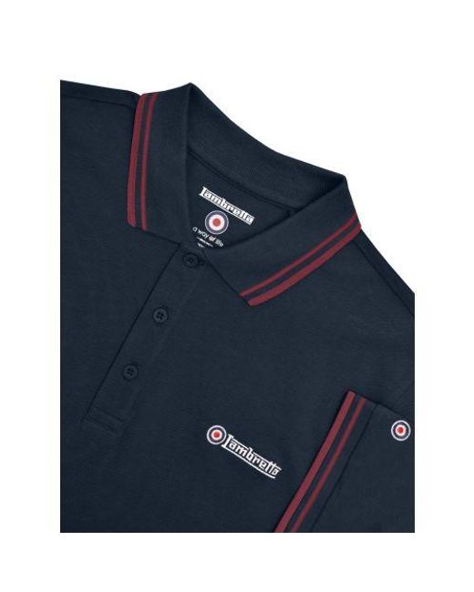 Lambretta Blue Dark Twin Tipped Polo Shirt for men