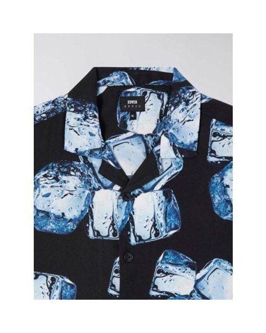 Edwin Blue Garment Washed Ice Cube Shirt for men