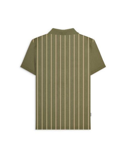 Lambretta Green Khaki Cream Pinstripe Polo Shirt for men