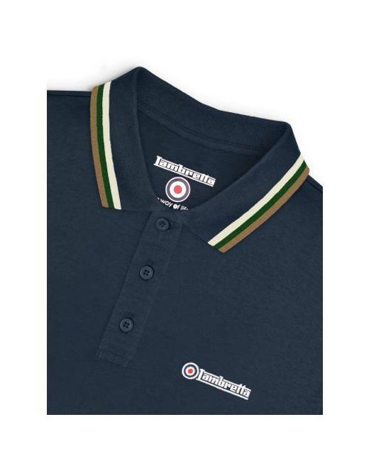 Lambretta Blue Triple Tipped Polo Shirt for men