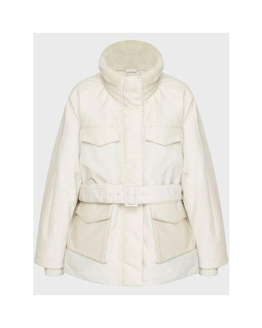 Gant White Putty Blocked Down Short Parka