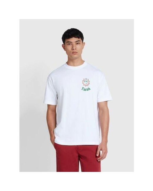 Farah White Timpson Graphic T-Shirt for men