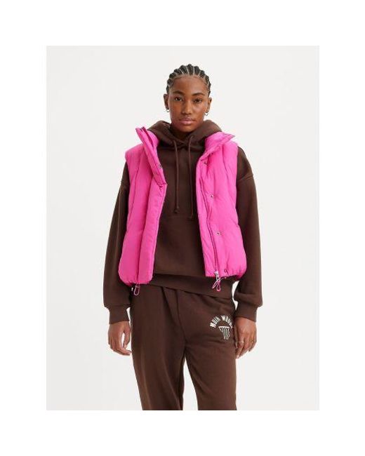 Levi's Pink Rose Pillow Bubble Vest Gilet
