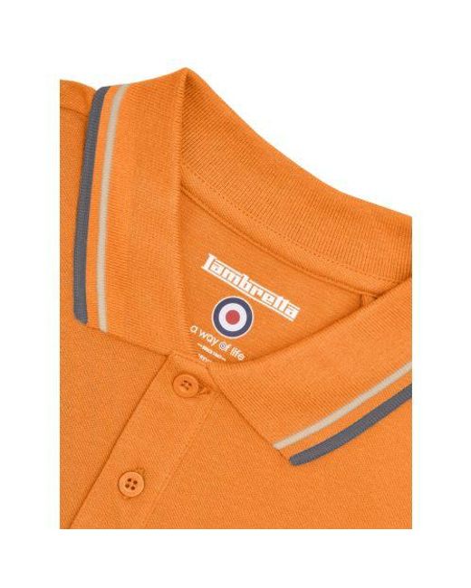 Lambretta Orange Desert Sun Twin Tipped Polo Shirt for men