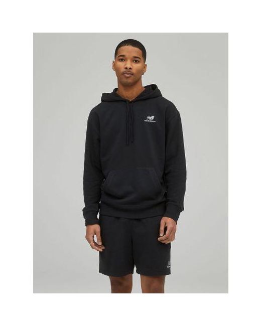 New Balance Black Uni-Ssentials French Terry Hoodie for men