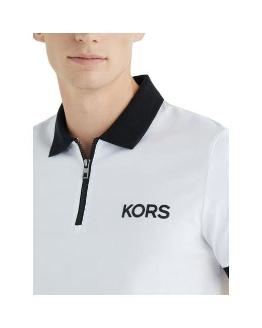 Michael Kors White Kors Sport Mix Media Polo Shirt for men