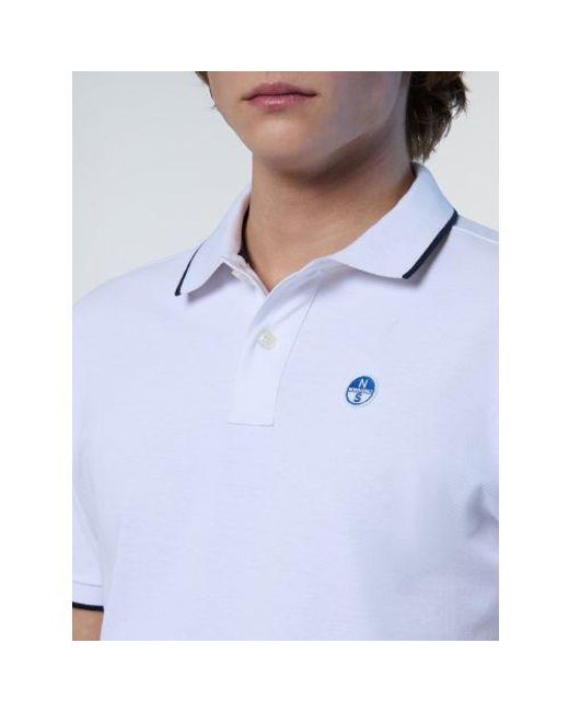 North Sails White Striped Polo Shirt for men